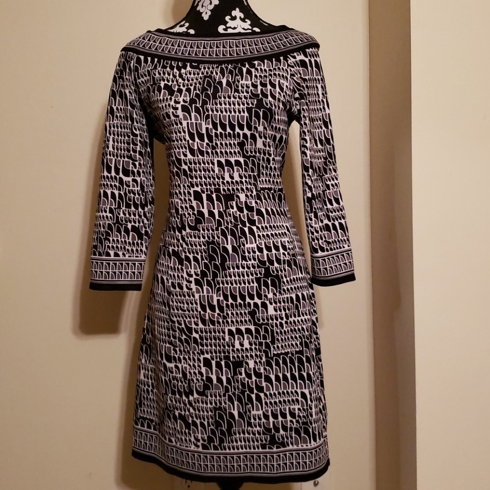 Sale!Black, white and grey patterned dress